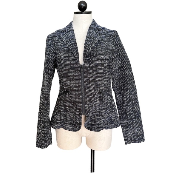 Cabi Navy Tweed Zip Front Jacket Blazer Style 723 Long Sleeve Size 8 - Picture 15 of 16